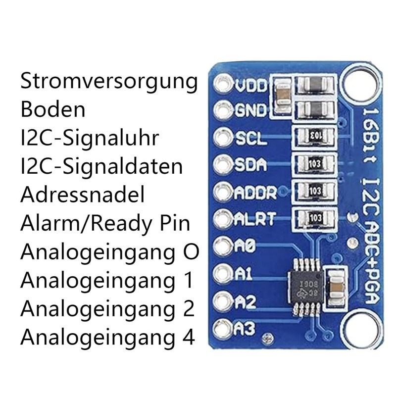 3 x ADS GERUI-1115 (16 Bit) analogue-digital converter ADC development