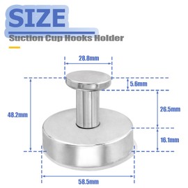 Mesee 4 Pieces Suction Cup Hooks for Shower, Removable Towel Hook Stainless Steel Hanging Hook No-Drill Wall Mounted Hooks Holder for Hanging Loofah, Towel, Coat, Bath Robe