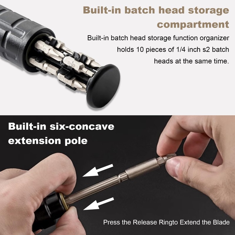 10-in-1 Multibit Ratchet Screwdriver, Robust and Easy to Use, Ratchet