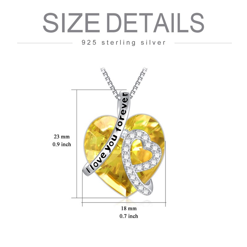 Sterling Silver I Love You Forever Heart Pendant Necklace with