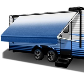RV Awning Fabric Replacement 19FT (Fabric 18' 2"), Heavy Duty Camper Awning Replacement Weatherproof Vinyl Universal Outdoor Canopy for Camper, Trailer, and Motorhome Awnings BlueBlue