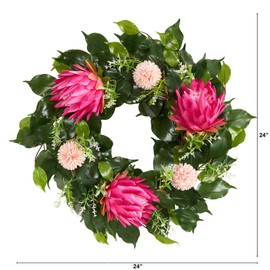 Nearly Natural 24in. Protea Artificial Wreath