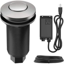 KRAUS Garbage Disposal Air Switch Kit in Spot-Free Stainless Steel with Push Button, AC Adapter, Power Cord, and Air Tube Included, KWDA-100SFS