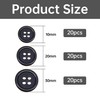 couduan 60pcs Black Resin 10mm, 20mm, 30mm Round Sewing Buttons