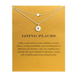 Baydurcan - Collar de brújula de ancla de la amistad, colgante de elefante de la buena suerte, con tarjeta de regalo, Metal, Sin piedra preciosa