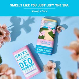 BRIXY Magnesium Deodorant, Effective Odor Control With Ceramide & Niacinamide For Skin Health, Aluminum Free, Baking Soda Free, Sensitive Skin Deodorant, Vegan, Plastic Free (3 pack, Almond Blossom)