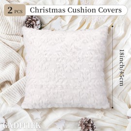 GADITIEK 18 * 18inch Christmas Cushion Covers, Set of 2 Soft Plush Velvet Pillow Cases with Snowflake Decor, Square Xmas Cushion Covers Decorative, Christmas Throw Pillow Covers (White)