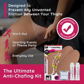 Anti Thigh Chafing Prevention Kit, Includes 1 Pair of Inner Thigh Chafing Pad Tan, 2 Removal Oil & Prep Wipe by The Chub Rub Patch