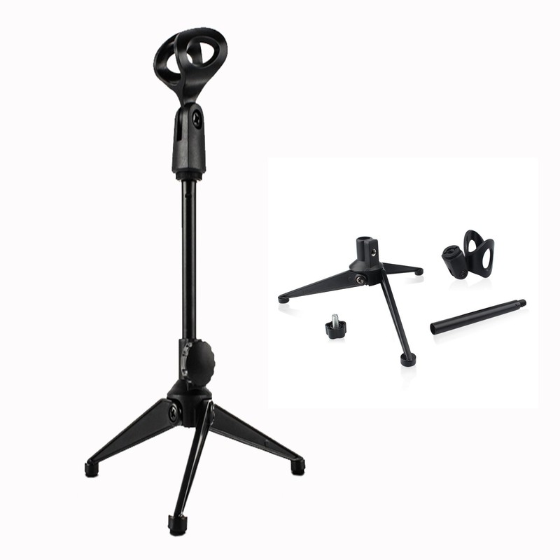 OFKPO Professional Mini Adjustable Tripod Microphone Stand Holder (Black)