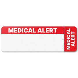 3 x 1 inch - Medical Alert Checklist Stickers (300 Labels, Red & White) for Patient File Folders, Hospital & Clinics