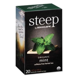 steep by Bigelow Organic Mint Herbal Tea, Caffeine Free, 20 Total Tea Bags