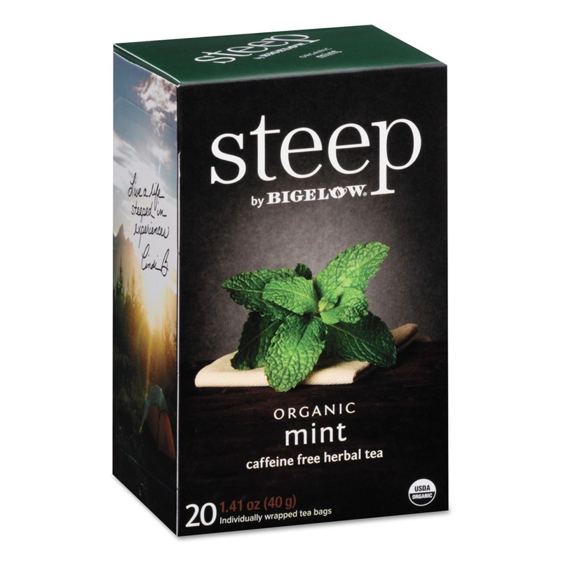 steep by Bigelow Organic Mint Herbal Tea, Caffeine Free, 20