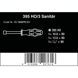 Wera 395 HO/3 Sanitary Hollow Shaft Nutspinner Set, 3pc, 05134275001, Black / Green