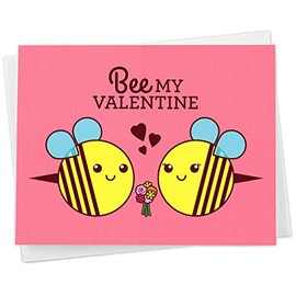 Cute Honey Bees Valentines Day Card - "Bee My Valentine"