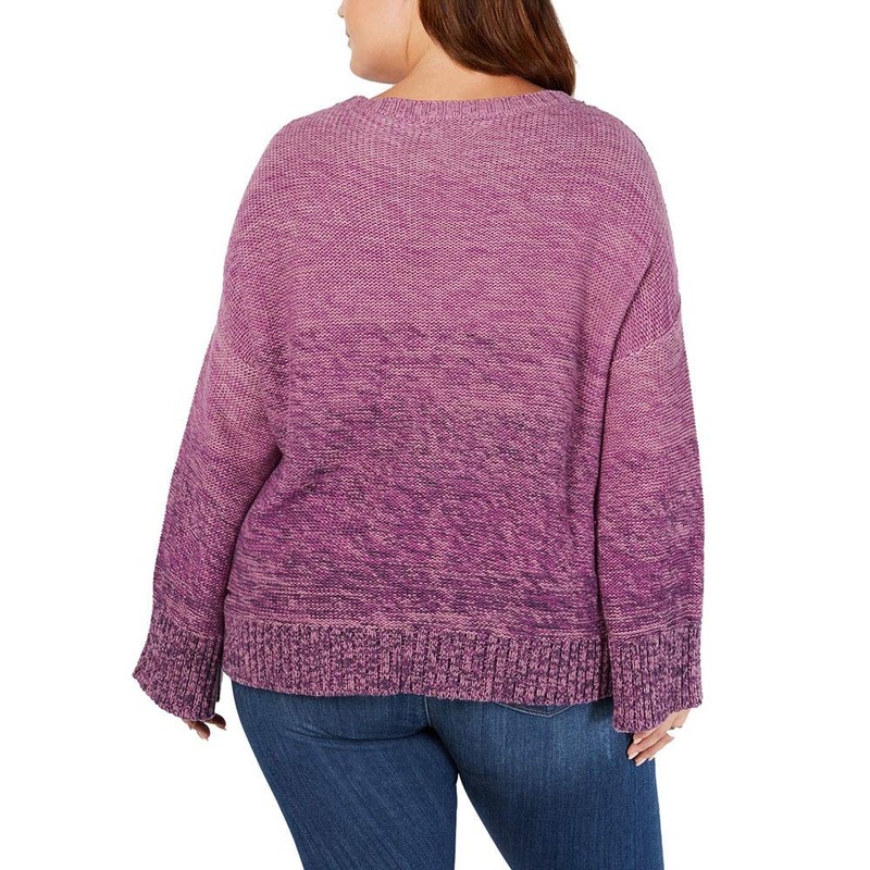 Style & Co. Womens Marl Braid Pullover Sweater, Purple, 3X
