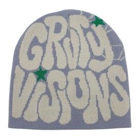 2THESTARS Y2K Beanie Hat for Men & Women Trendy Soft Stretchable Winter Cap, Gothic Spider Web Design Cold Weather Accessory - Silver Gray