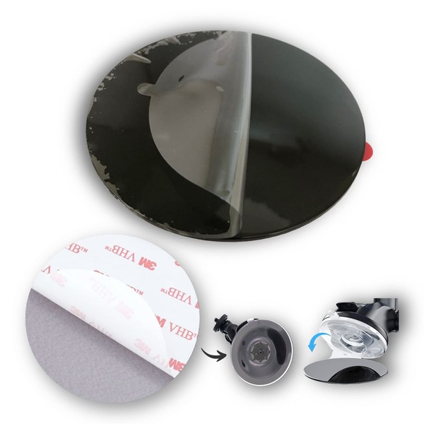 Double Sided Adhesive Pad Suction Cup Mounting 3.74 IN Dashboard