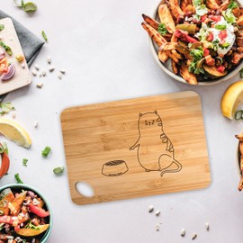 Mr. & Mrs. Panda Bamboo Chopping Board Cat Eating Gift Breakfast Board Wooden Boards Wooden Boards Cat Decoration Cat Souvenirs