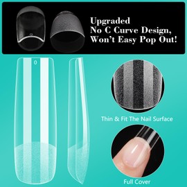 Clear Square Nail Tips, Gel Nail Tips for Acrylic Nails Professional，240PCS XL Nail Tips Half Matte Full Cover Straight Square Nail Tips, Slightly C Curve French Nail Tips Use for Nail Extension