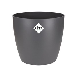 elho Brussels Round 18 - Flower Pot for Indoor - 100% recycled plastic - Ø 18.3 x H 16.8 cm - Black/Anthracite