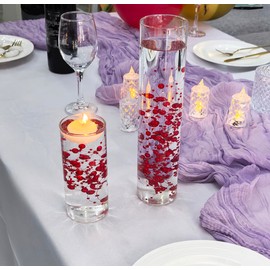 50 Pcs Pearl String for Floating Candles Centerpiece, Red Faux Pearl Beads Vase Filler for Wedding Table Décor.