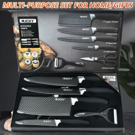 High Carbon Stainless Steel Home Professional Kitchen Head Chef Knives Set For Kitchencolor: Black