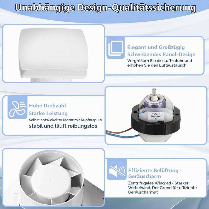Izrielar Bathroom Fan 100 mm with Humidity Sensor and Backflow