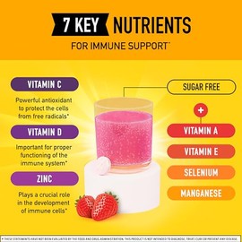 Airborne 1000mg Vitamin C with Zinc Effervescent Tablets, Immune Support Supplement with Powerful Antioxidants Vitamins A C & E - 10 Fizzy Drink Table