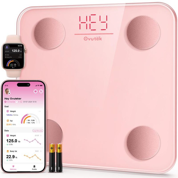 OVUTEK Smart Scale for Body Weight, Pink, BMI, and Body