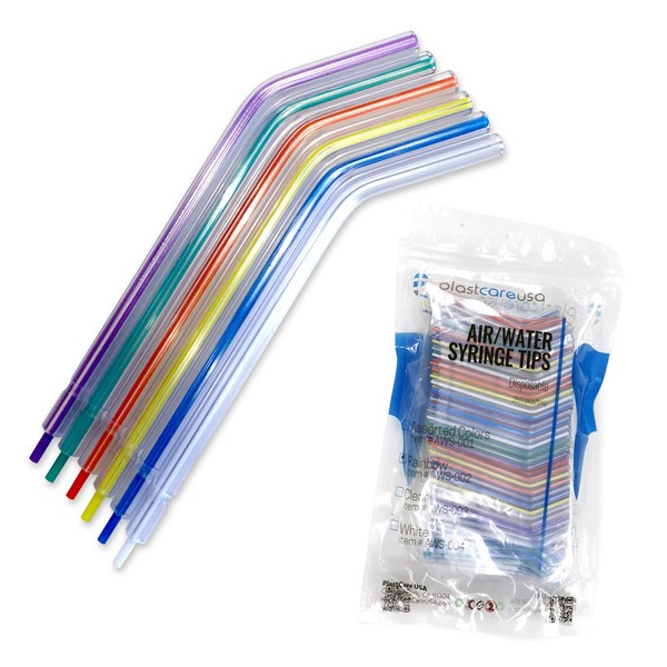 1000 Assorted Rainbow Dental Air Water Syringe Tips, 4 Bags of 250