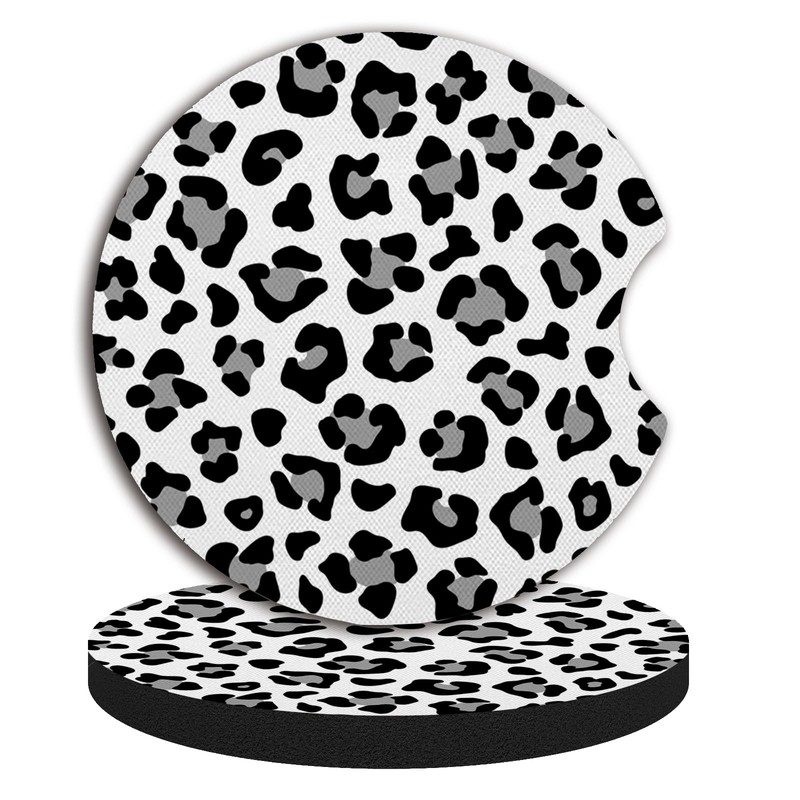 Leopard Print Car Coasters,Cute Car Assecories for Women,Universal Auto Anti