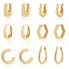 Wgoud 6 Pairs Gold Hoop Earrings Set for Women, 14K