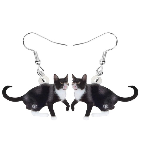 Bonsny Drop Dangle Sweet Black Cats Earrings Gift Pets Pattern