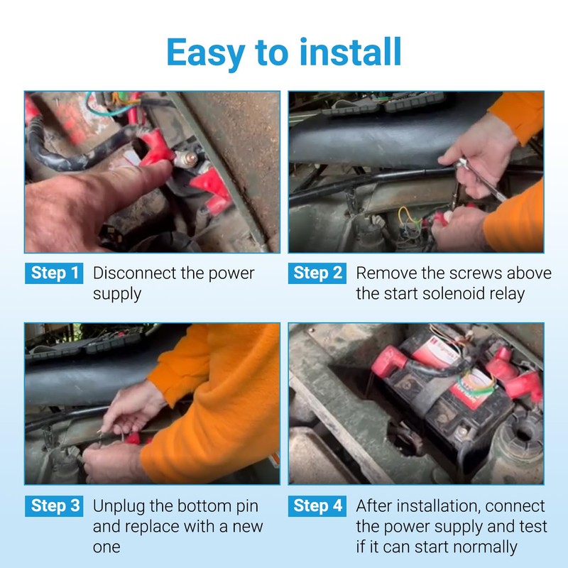 EOPOAYI Starter Solenoid Relay & Ignition Switch with Key Replacement
