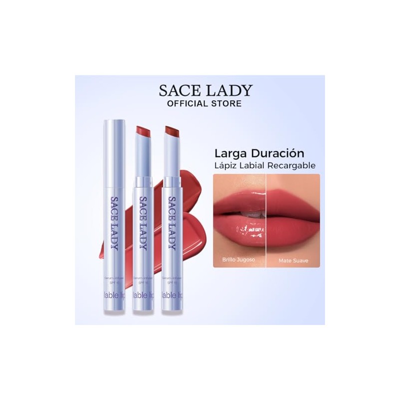 SACE LADY Lápiz Labial Recargable FPS15Soft MatteA Prueba de TransferenciasDiseño