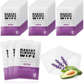 Paquete De 100 Toallitas Desmaquillantes Individuales Con Aroma A Lavanda. Toallitas Limpiadoras Faciales A Granel. Toallitas De Viaje Para La Limpieza Facial Y El Cuidado De La Piel.