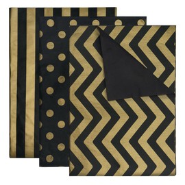 GOIYZTTR 60 Sheets Gold Black Tissue Paper Bulk 3 Types Decorative Metallic Wrapping Paper 50 x 35 cm Gift Tissue Paper Suitable for Gift Wrapping and DIY Decoration