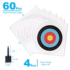 SenseYo 60 Pack Archery Targets Paper, Standard Bow Arrow Targets Archery for Hunting & Archery Targets, Target Archery Accessories for Hunting Backyard (10 Rings,16x16in)