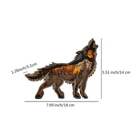 NA Wood Carving Wolf Ornament Howling Wolf Statue Wolf Gift for Living Room Decorative Home Accessories Desk Decoration