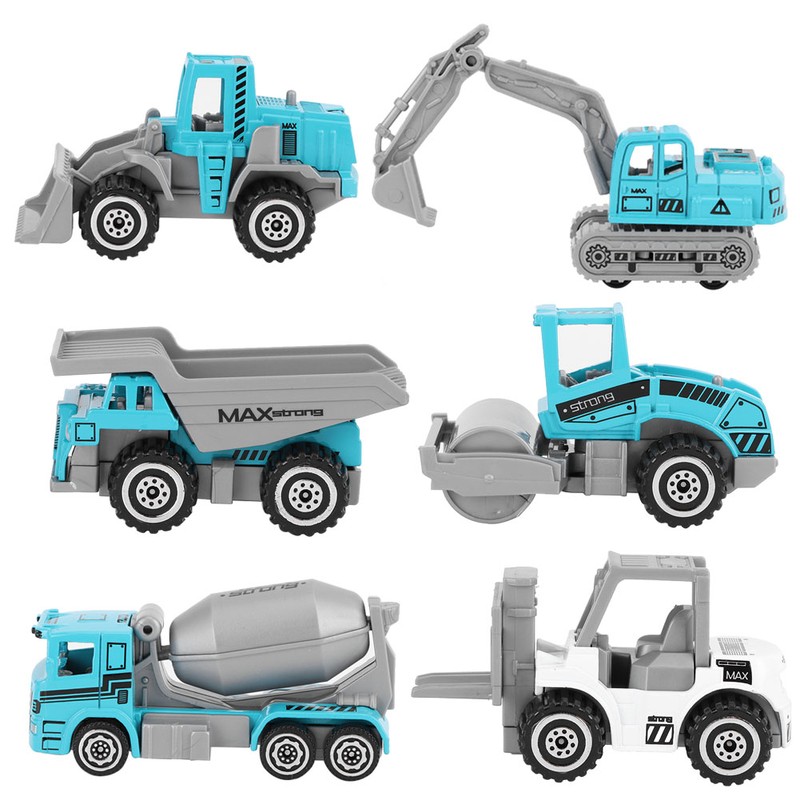 6pcs 1:64 Engineering Car Model Alloy Simulation Vehicle Car Model