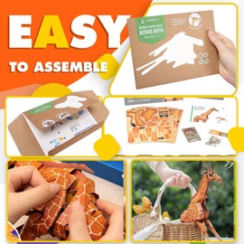 Tapwish 3D Paper Puzzle Educational Toys for Kids Ages 4-8, Preschool DIY Craft Learning Toys, Birthday Gifts for Boys and Girls (Giraffe, 113pcs)