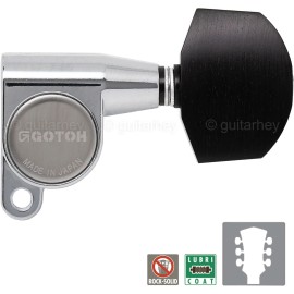 GOTOH NEW Gotoh SG360-EN01 L3+R3 Mini Tuning Keys w/ Large EBONY Buttons 3x3 - CHROME