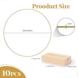 10 PCS Metal Floral Hoop Centerpiece for Table, 12 Inch Metal Wreath Ring with 10 PCS Wooden Place Card Holders, Centerpiece Table Decorations for DIY Wedding Birthday Party Events Home Table Decor (Gold)