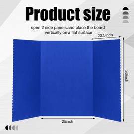 Paterr Trifold Poster Board with Storage Bag, Hook and Loop Fabric, Foldable 3 Panel Presentation Board for Science Fair and Exhibitions(Dark Blue,72 x 36 Inch)