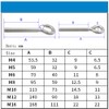 4PCS M12 Hook Bolts 304 Stainless Steel Long Shank Ring