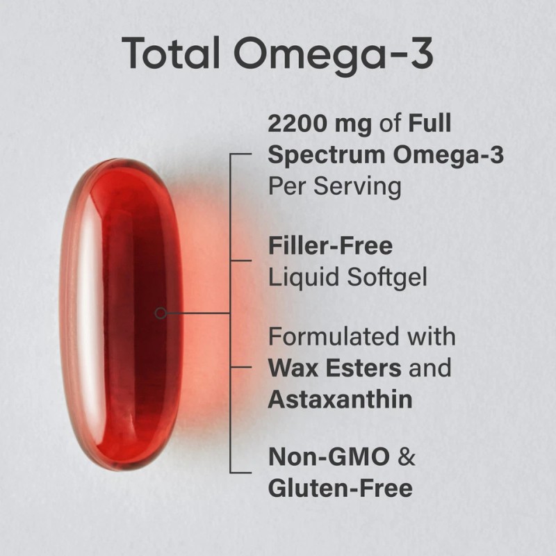 Total Omega-3 2200mg 120 Softgels Wild Salmon Krill Astaxanthin EPA