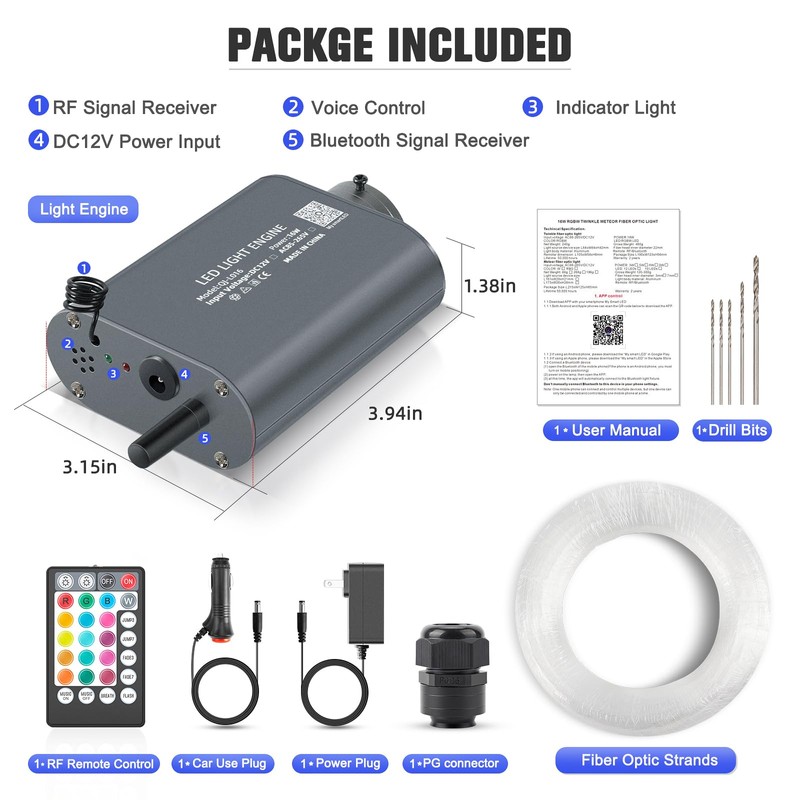 SUNKENET 16W Starlight Headliner Kit, Star Lights for Car Roof&Home
