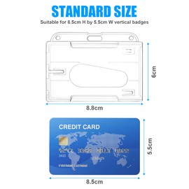 Vicloon Horizontal Card Holder, 2pcs Hard Plastic ID Credit Card, Clear Badge Holders ID Card Badge Holder for Office School IDs Credit Cards Driver’s Licenses and Passes