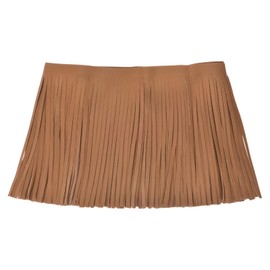 QUARKZMAN 1 Yard 8 Inch Faux Leather Fringe Trim Double Sided Leather Sewing Tassel Fringe for DIY Sewing Dress Craft Skirt Decoration, Brown