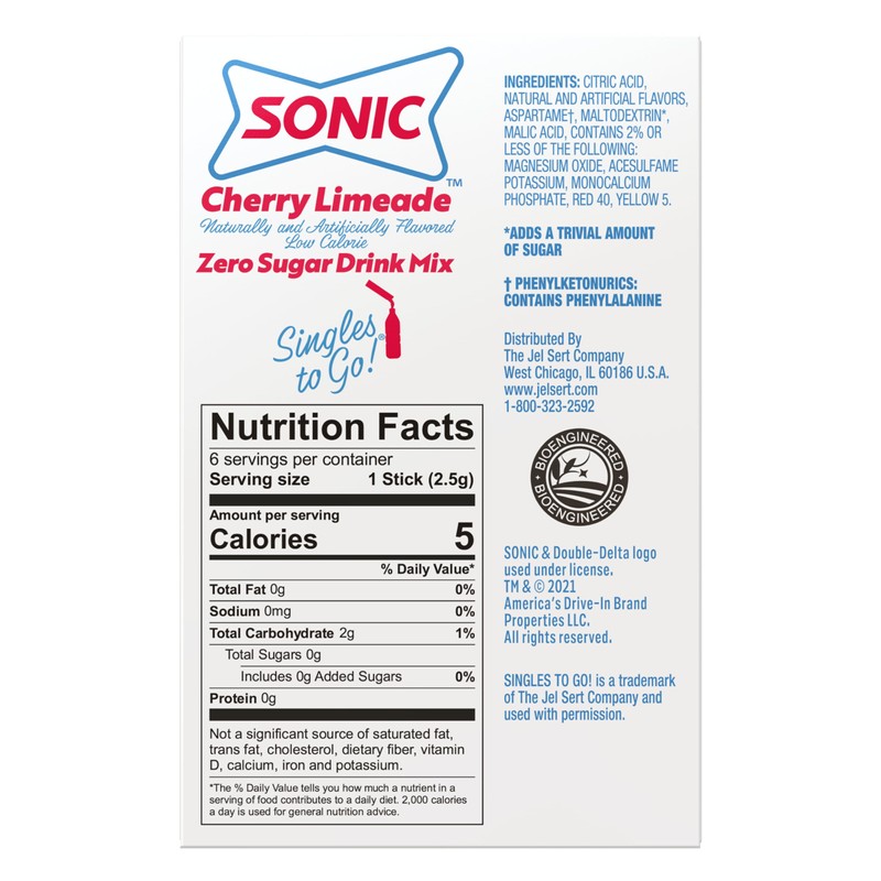 SINGLES TO GO! Sonic Drink Mix Variety Pack, Sonic Limeade,
